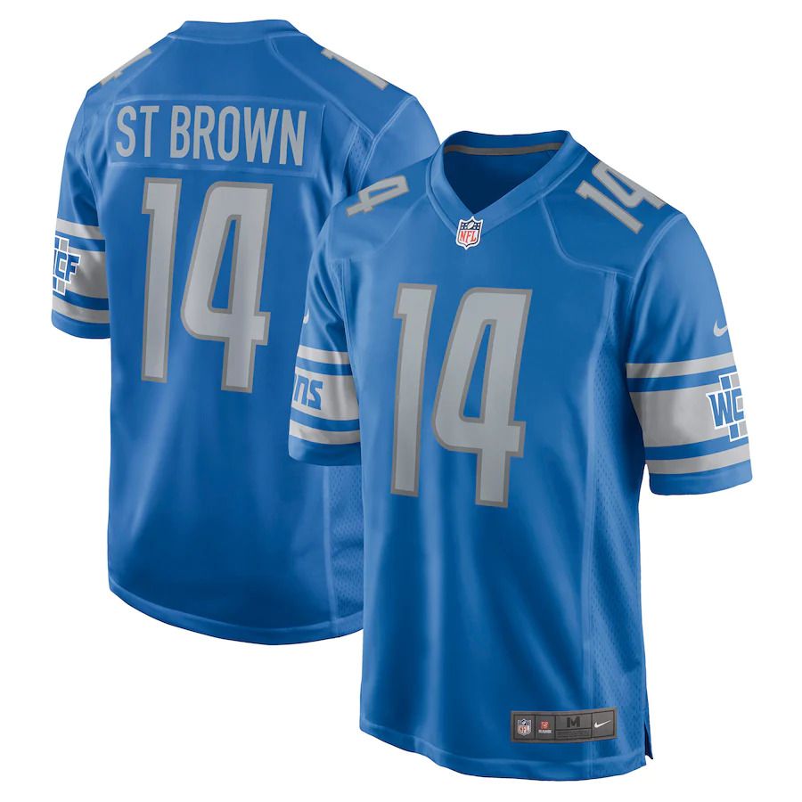 Men Detroit Lions #14 Amon-Ra St. Brown Nike Blue Game Player NFL Jersey